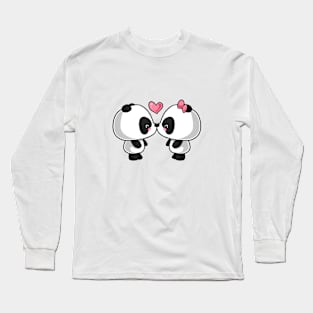 Kawaii panda in love Long Sleeve T-Shirt